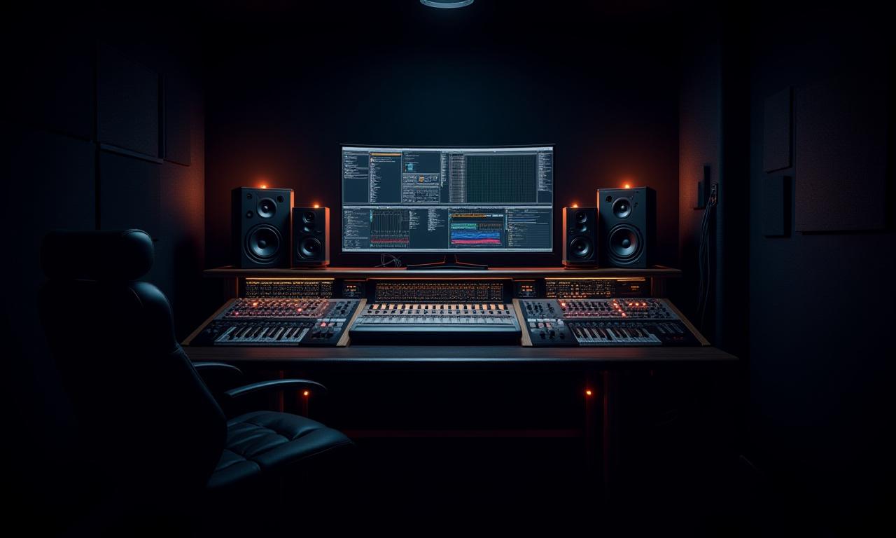 Der Kontrollraum mit Mischpult und Monitoren – Das Herzstück unserer Soundproduktion.